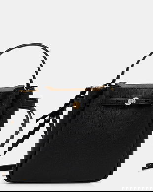 Tory Burch poșetă de piele Romy culoarea negru, 166982-001