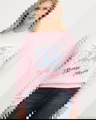 Kenzo hanorac de bumbac culoarea roz, cu imprimeu, FG52SW2034MJ