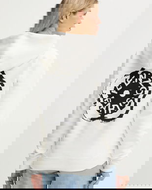 Kenzo hanorac de bumbac culoarea alb, cu glugă, cu imprimeu, FG52HO2064MB