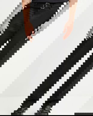 MM6 Maison Margiela pantaloni de lână bărbați, culoarea negru, drepți SH2KA0042.M35612.900