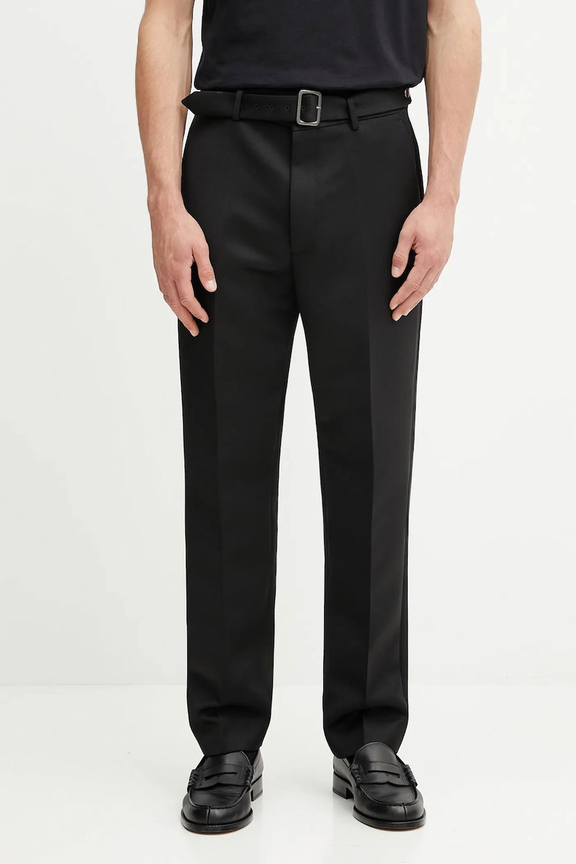MM6 Maison Margiela pantaloni de lână bărbați, culoarea negru, drepți SH2KA0042.M35612.900