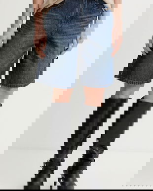 Miss Sixty pantaloni scurți jeans uni, high waist, 6S3JJ47000