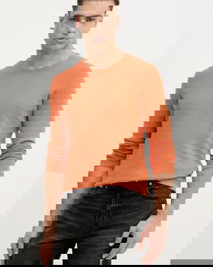 Joop! pulover de bumbac culoarea portocaliu, light, 30100056