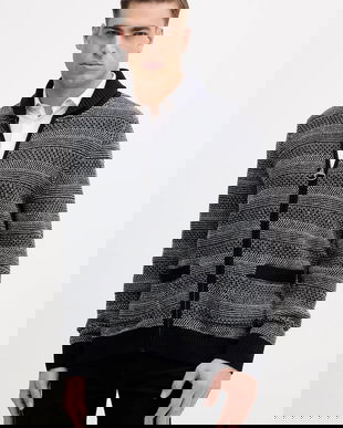 Barbour cardigan din lână Helmsley culoarea bleumarin, MKN1702