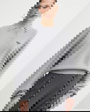 Rotate pulover din amestec de lână culoarea gri, light, 115137039