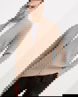 Hackett London cardigan din amestec de lână culoarea maro, HM7000110