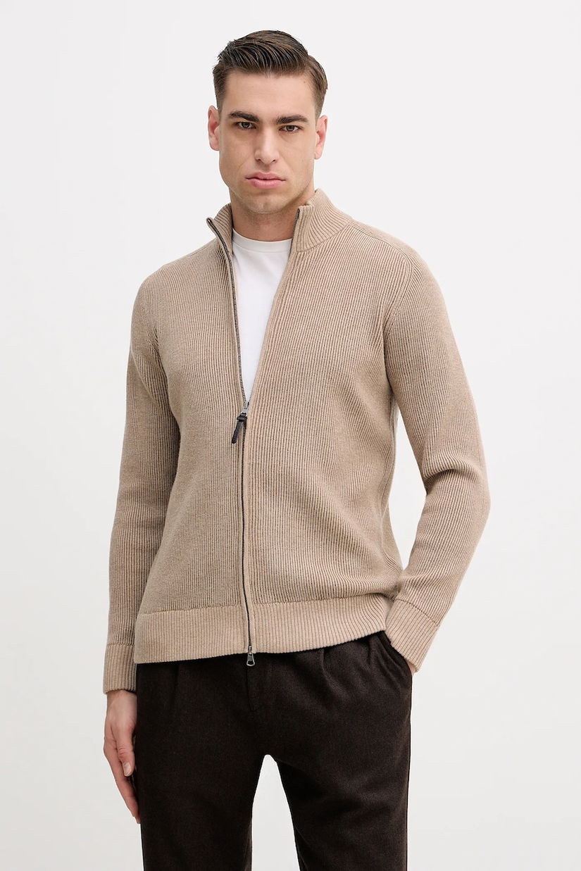 Hackett London cardigan din amestec de lână culoarea maro, HM7000110