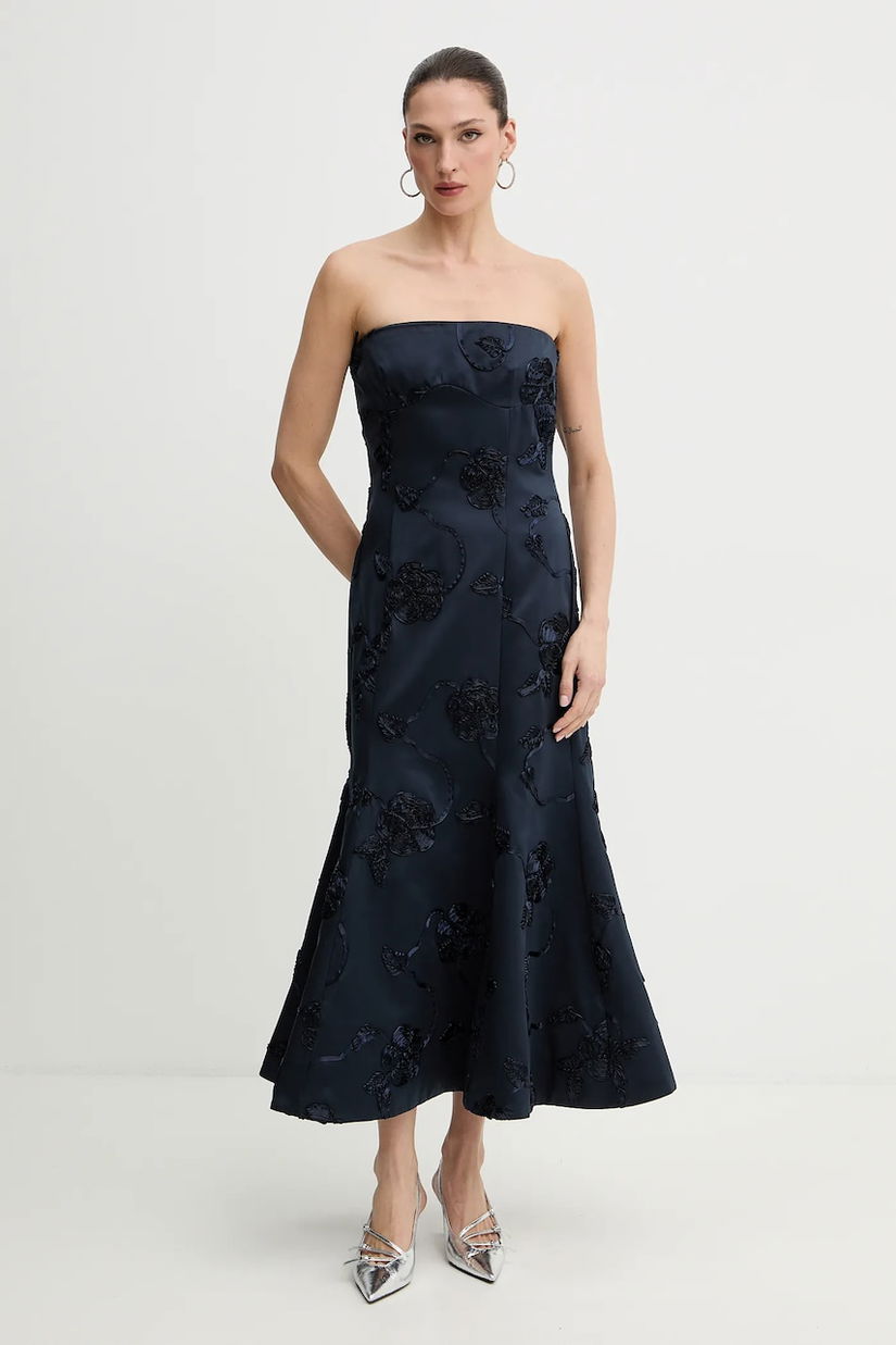 Rotate rochie culoarea bleumarin, midi, evazați, 1145922318