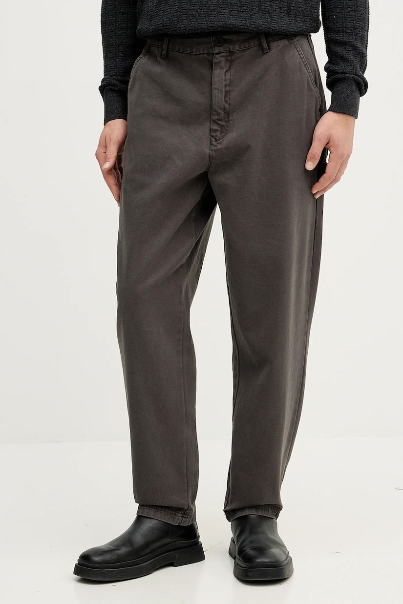 Barbour pantaloni de bumbac Bowland culoarea gri, drept, MTR0792