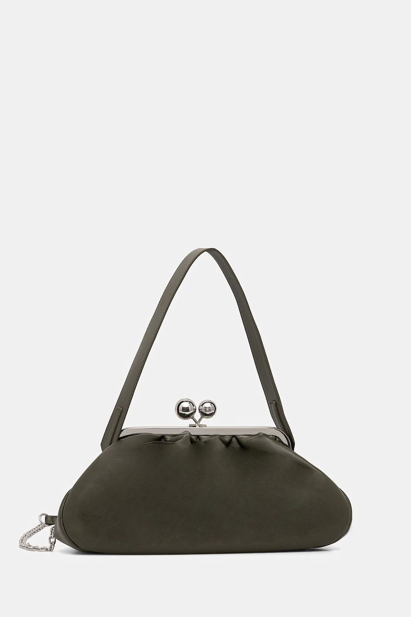 Weekend Max Mara poșetă de piele CUBICO culoarea verde, 2615511174600