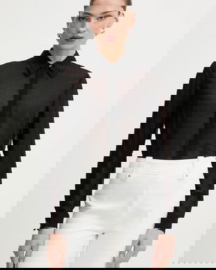 Morgan cămașă culoarea negru, cu guler clasic, regular, CIMARO