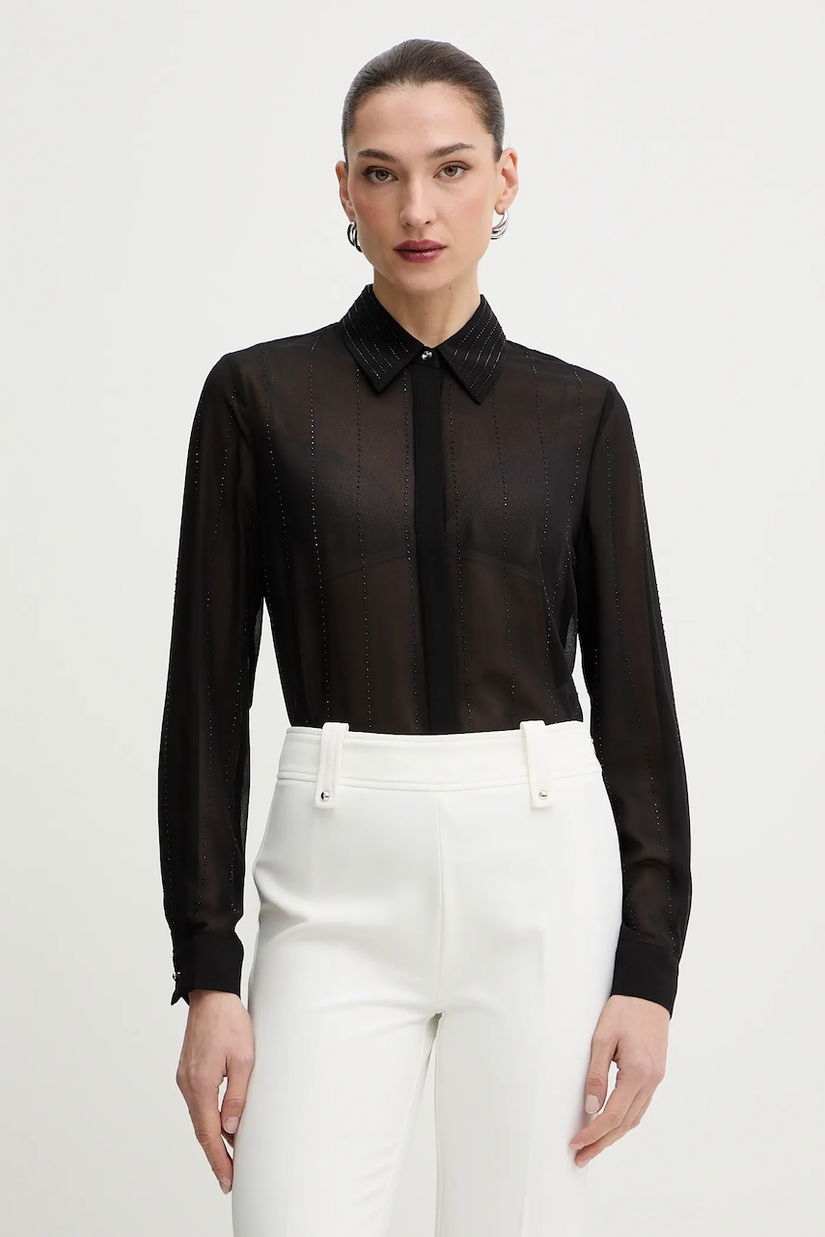 Morgan cămașă culoarea negru, cu guler clasic, regular, CIMARO