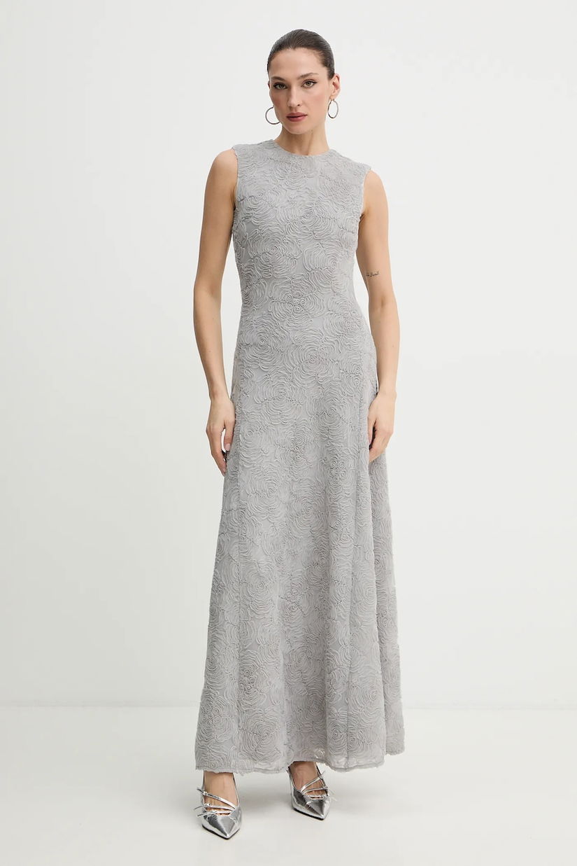 Rotate rochie culoarea gri, maxi, evazați, 1152281210