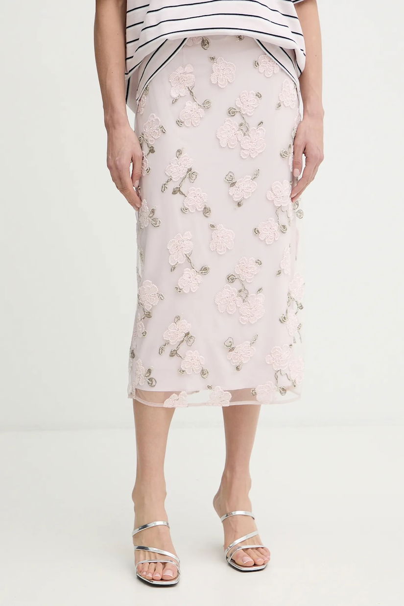 Rotate fustă culoarea roz, midi, creion, 1153623077