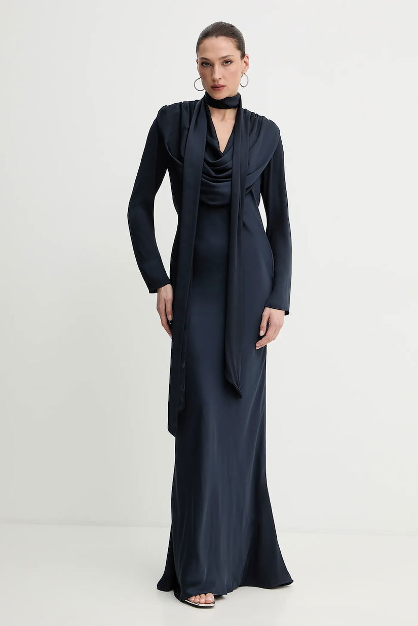 Rotate rochie culoarea bleumarin, maxi, drept, 1154392318