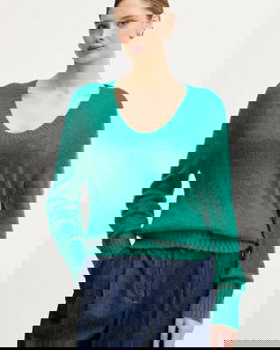 United Colors of Benetton pulover din amestec de mohair culoarea verde, 1VAAD10EX