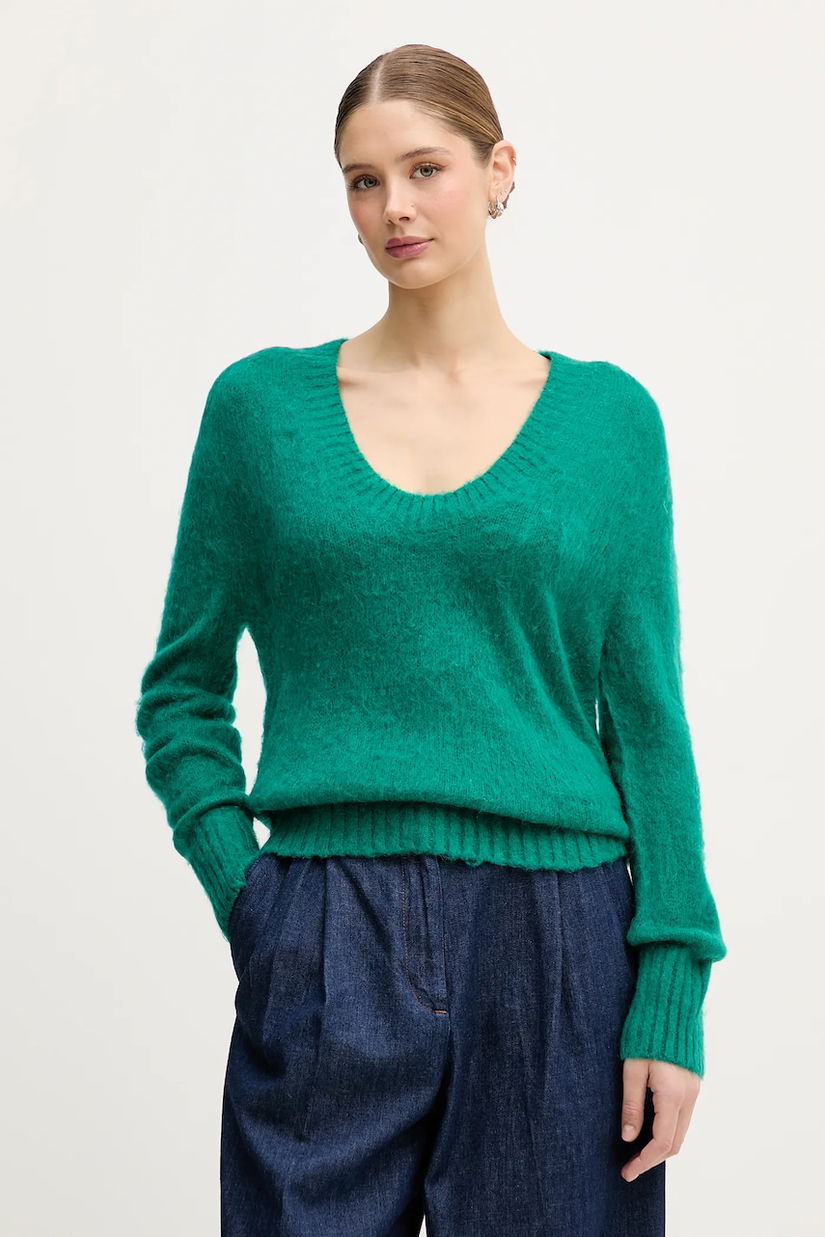 United Colors of Benetton pulover din amestec de mohair culoarea verde, 1VAAD10EX