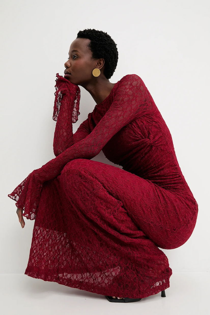 Answear.LAB rochie culoarea bordo, maxi, mulata