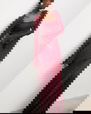 Answear.LAB rochie culoarea bordo, maxi, evazati