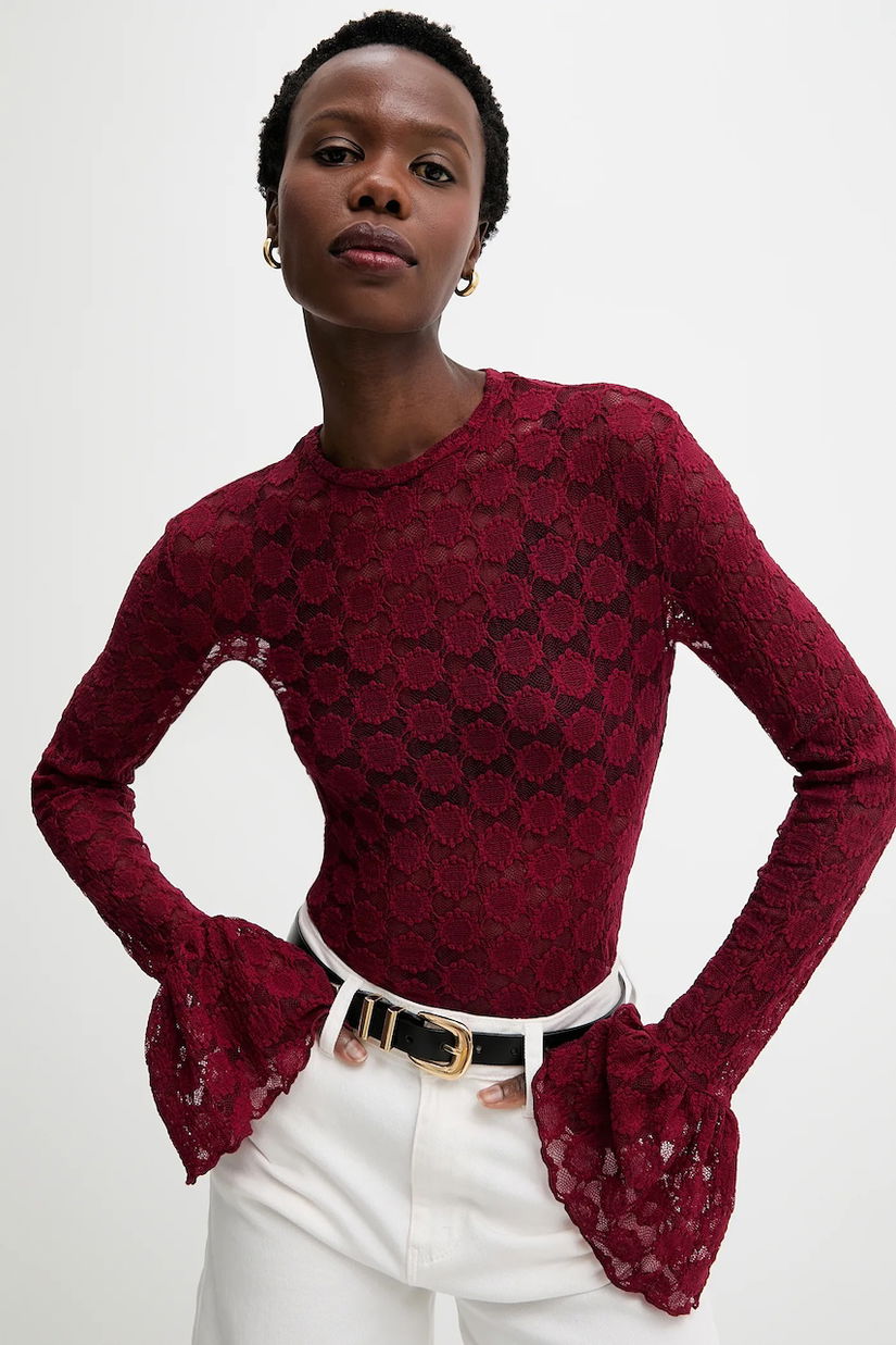 Answear.LAB bluza culoarea bordo, neted