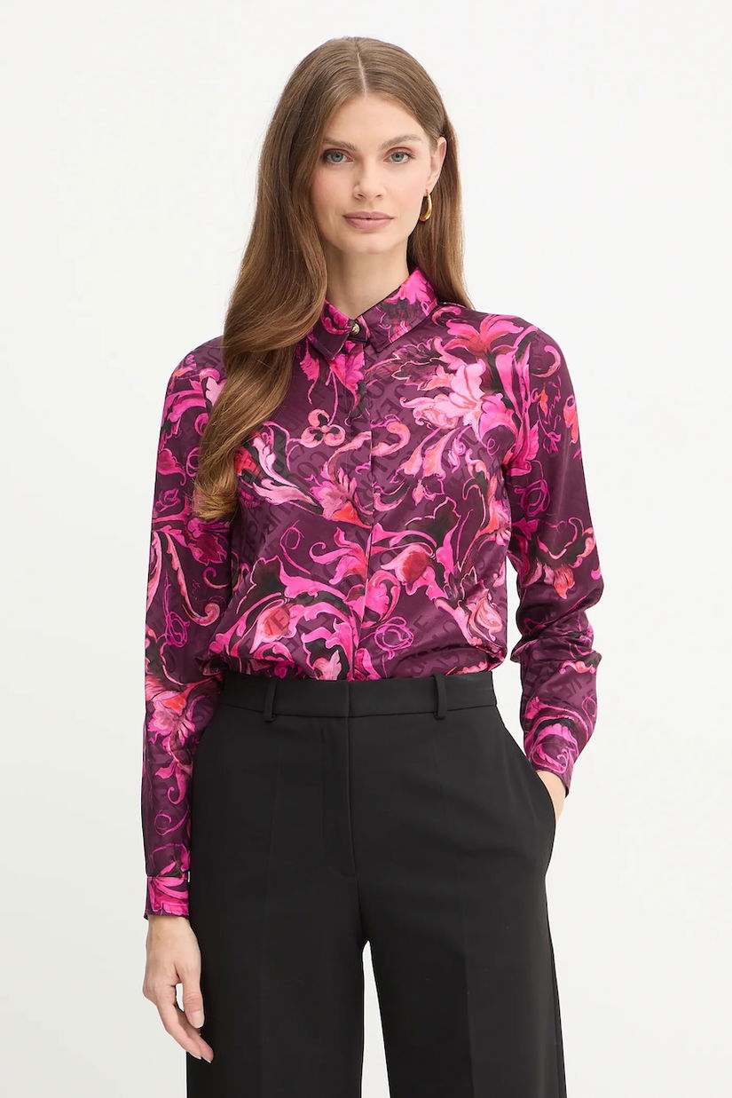 Versace Jeans Couture cămașă culoarea bordo, cu guler clasic, regular, 79HAL201 NS671