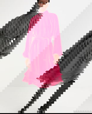 Answear.LAB rochie culoarea bordo, mini, evazati