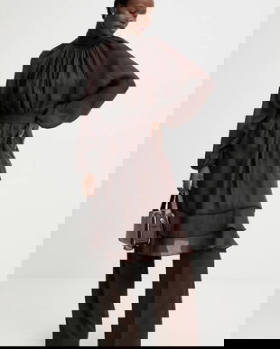 Answear.LAB rochie culoarea maro, mini, evazati