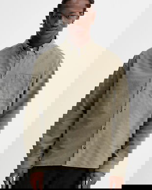 A.P.C. camasa din bumbac Chemise Mateo Logo barbati, culoarea verde, cu guler button-down, relaxed, COHAH-H12599