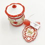 Set decorativ de Craciun pictat manual, carusel rosu alb auriu, 4557