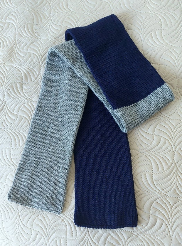 Fular tricotat unisex minimalist bleumarin gri