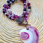 Colier vintage inima agate dantela mov