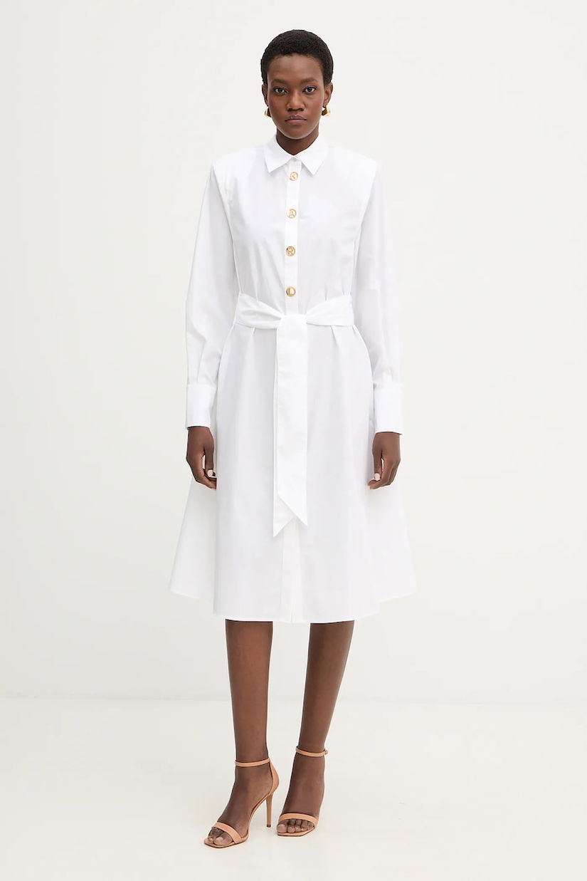 Karl Lagerfeld rochie din bumbac culoarea alb, midi, oversize, B1W13026