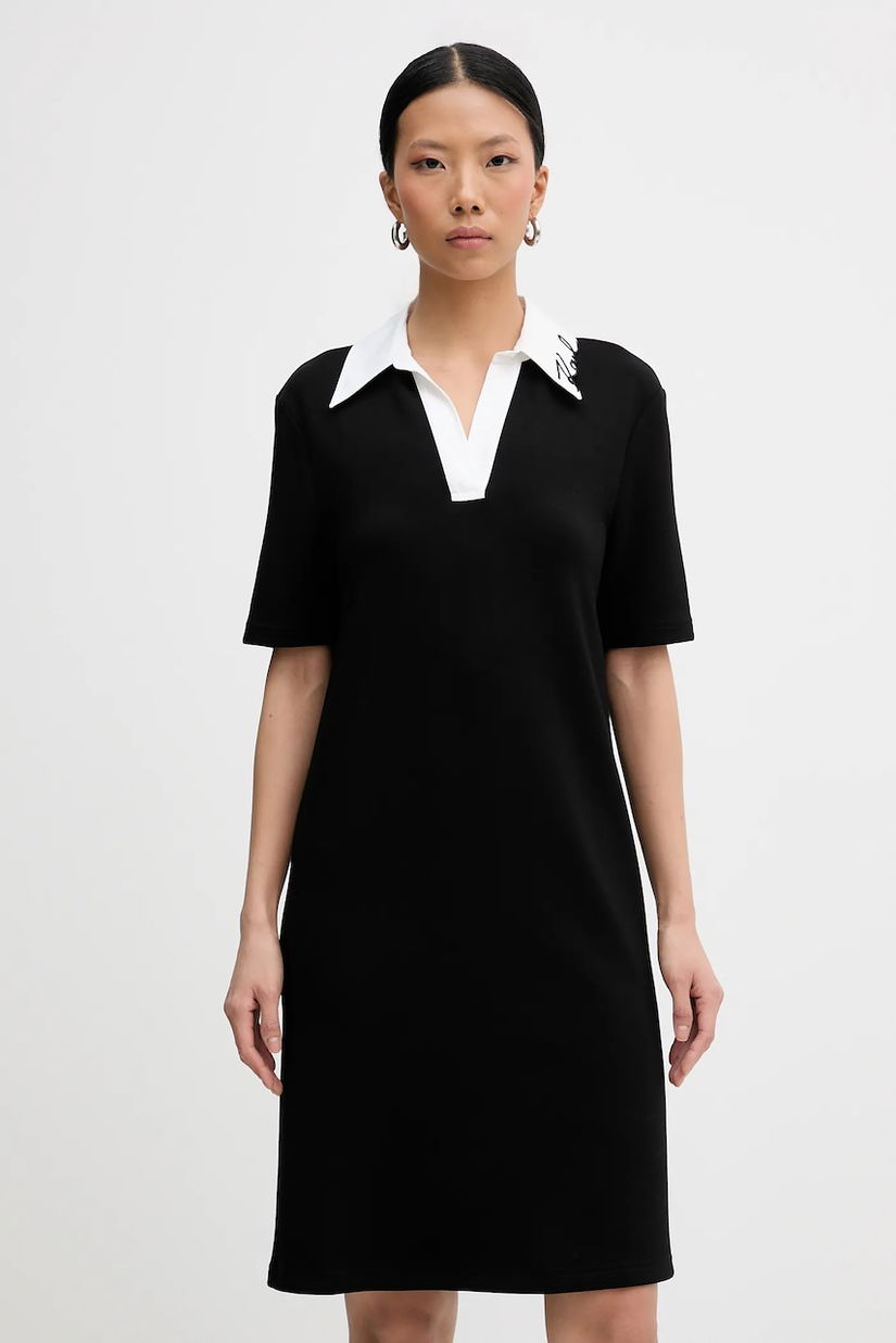 Karl Lagerfeld rochie SIGNATURE culoarea negru, mini, drept, B1W13029