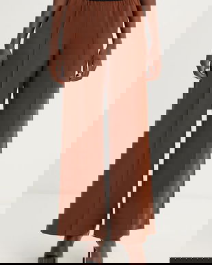 Karl Lagerfeld pantaloni culoarea maro, drept, high waist, B1W10014