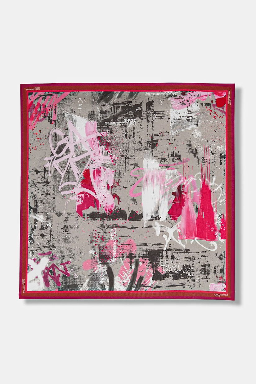 Karl Lagerfeld Jeans fular culoarea roz, cu model, B1W33068