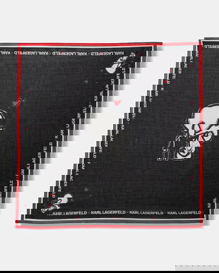 Karl Lagerfeld eșarfă din amestec de mătase IKON VALENTINE culoarea negru, cu model, B1W33106