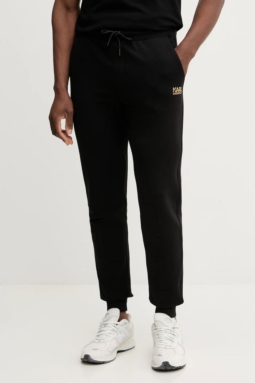 Karl Lagerfeld pantaloni de trening din bumbac culoarea auriu, uni, 561917.705782