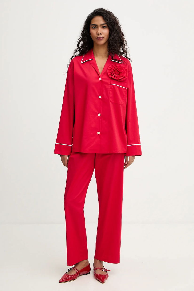 The Sleeper pijamale de bumbac culoarea rosu, bumbac, RSSP06P013R