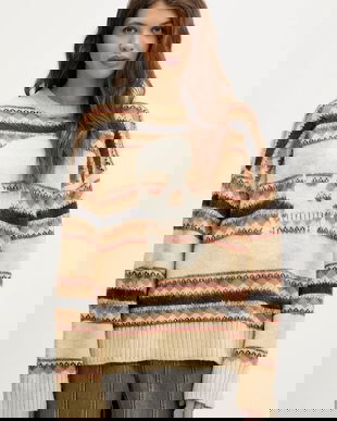 The Ragged Priest pulover culoarea bej, călduros, RPAW252051KW