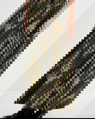 The Ragged Priest fustă culoarea verde, maxi, evazati, RPAW251037WV