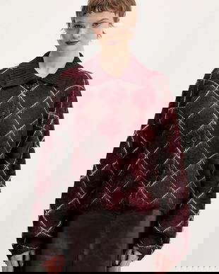 The Ragged Priest cardigan culoarea bordo, călduros, RPAW251027KW