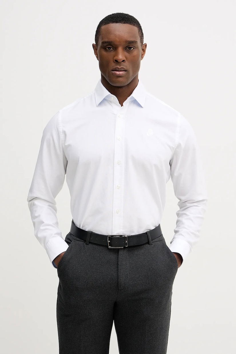 Karl Lagerfeld cămașă din bumbac culoarea alb, cu guler clasic, regular, 561784.605192