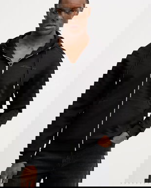 Karl Lagerfeld bluză culoarea negru, cu glugă, uni, 561902.705007