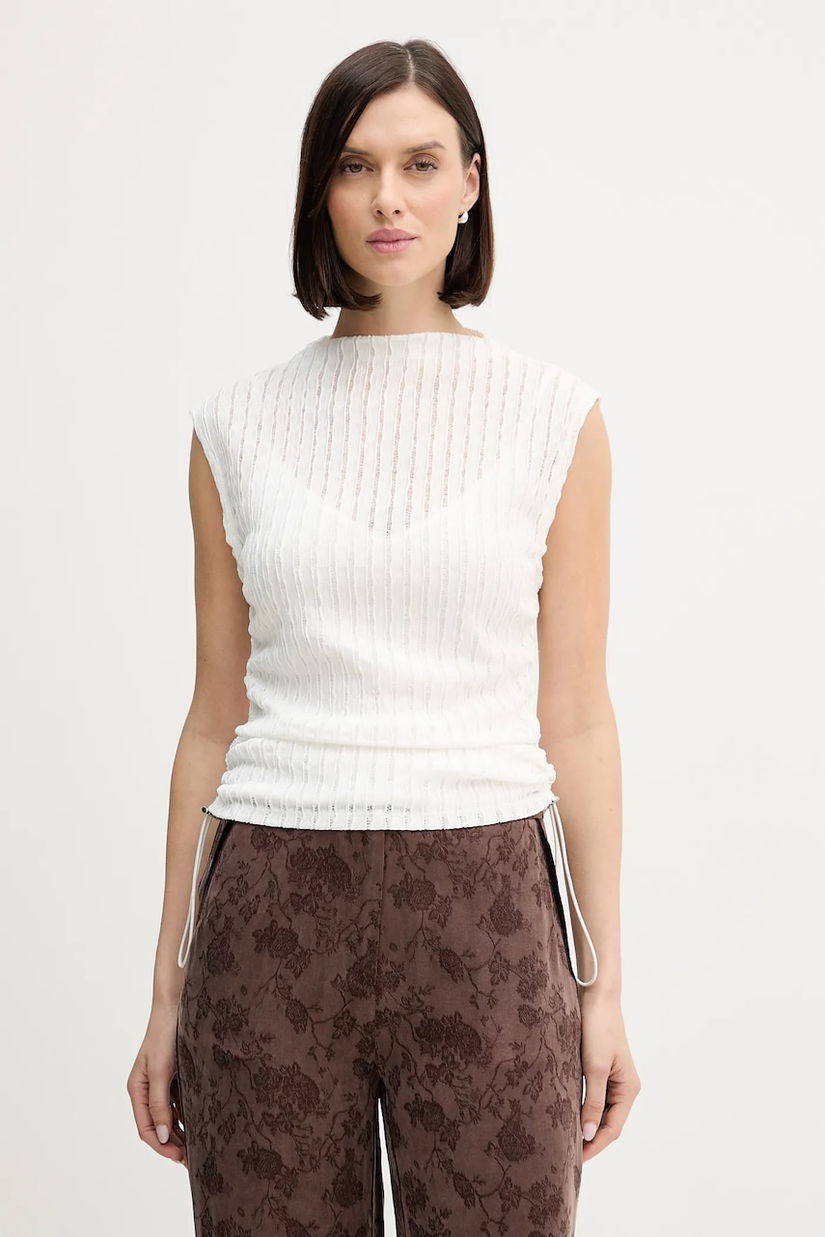 Dkny bluză culoarea alb, uni, P5JHTDPG