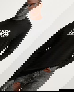 Karl Lagerfeld hanorac de bumbac culoarea negru, cu imprimeu, 561917.705780