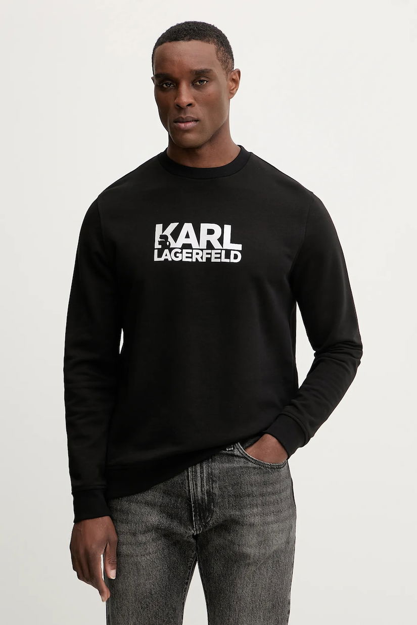 Karl Lagerfeld hanorac de bumbac culoarea negru, cu imprimeu, 561917.705780