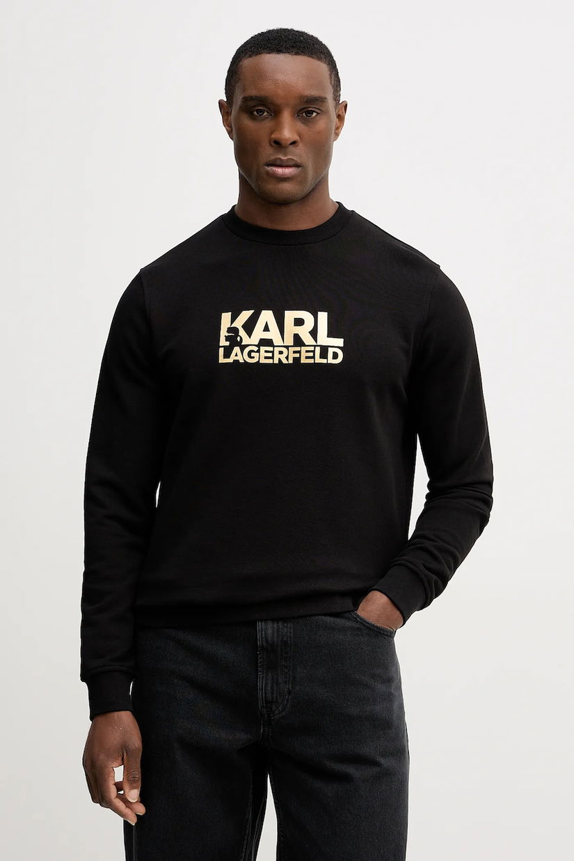 Karl Lagerfeld hanorac de bumbac culoarea negru, cu imprimeu, 561917.705780