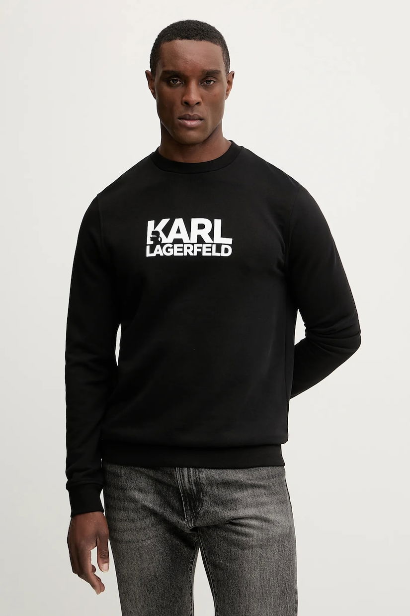 Karl Lagerfeld hanorac de bumbac culoarea negru, cu imprimeu, 561917.705780