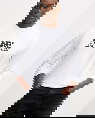 Karl Lagerfeld hanorac de bumbac culoarea alb, cu imprimeu, 561917.705780