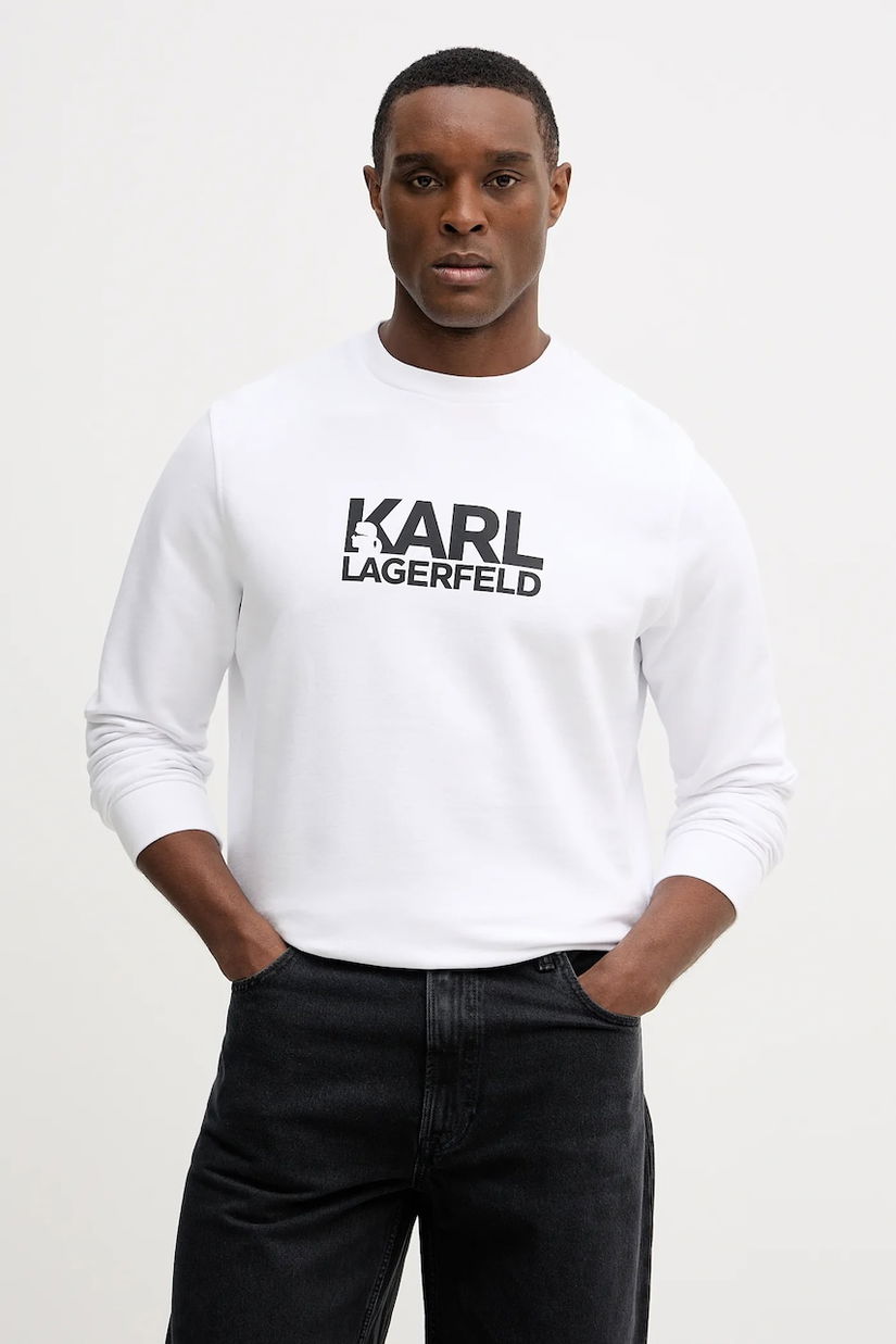 Karl Lagerfeld hanorac de bumbac culoarea alb, cu imprimeu, 561917.705780